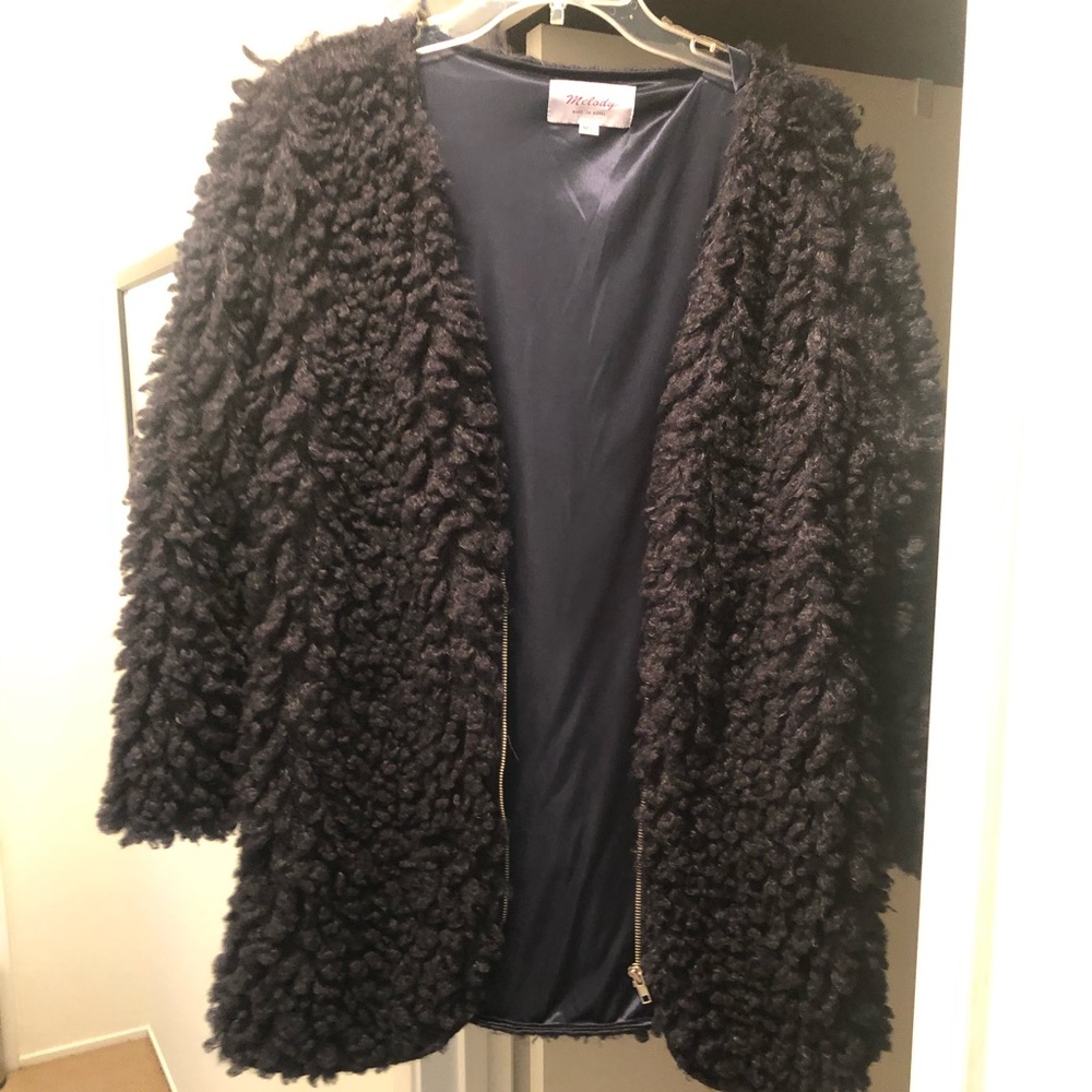 Melody navy fuzzy jacket